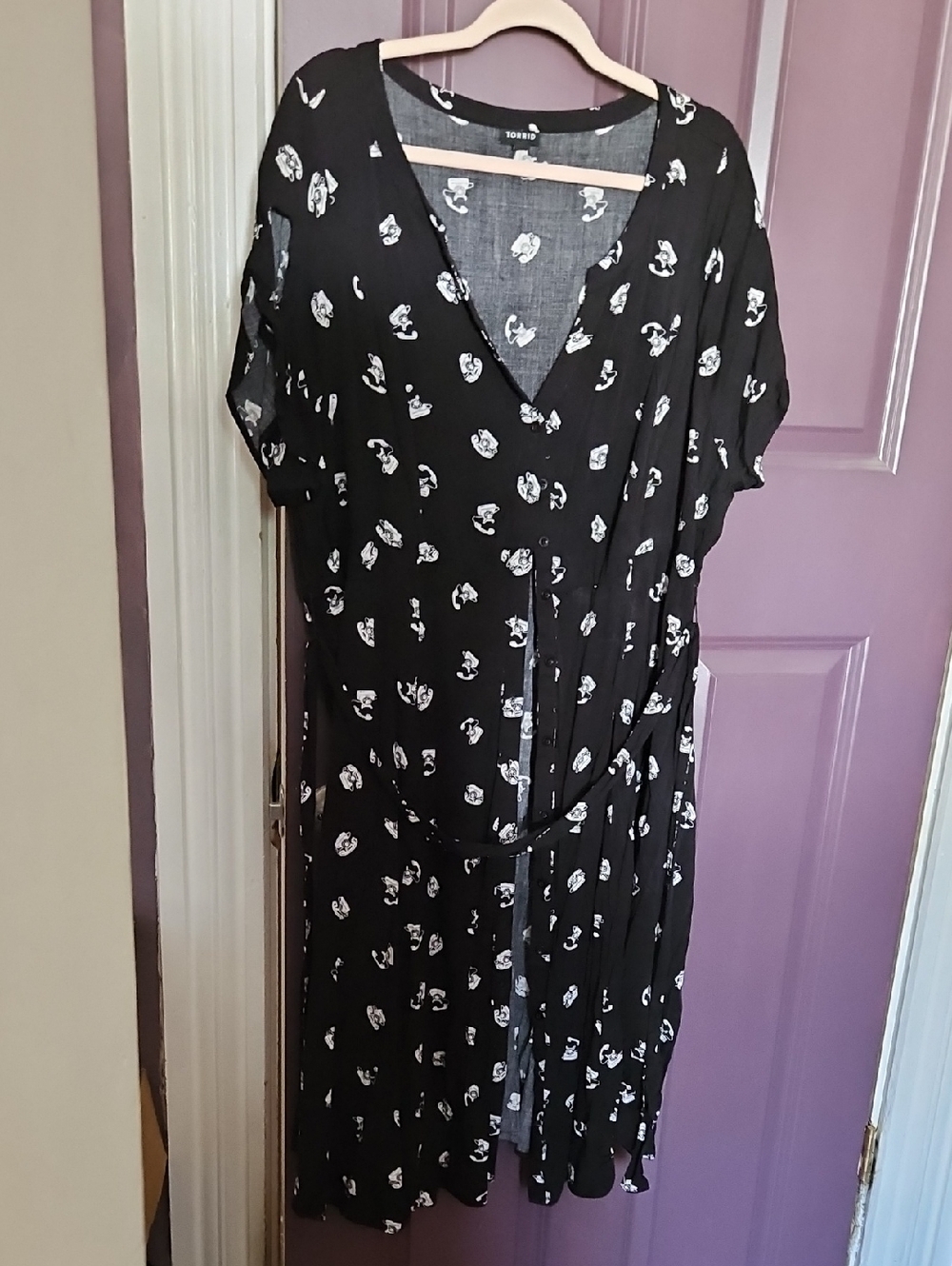 Black Floral Tie-Waist Maxi Dress